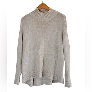 Old Navy | Cotton blend cream crochet hem mock neck knit pullover sweater